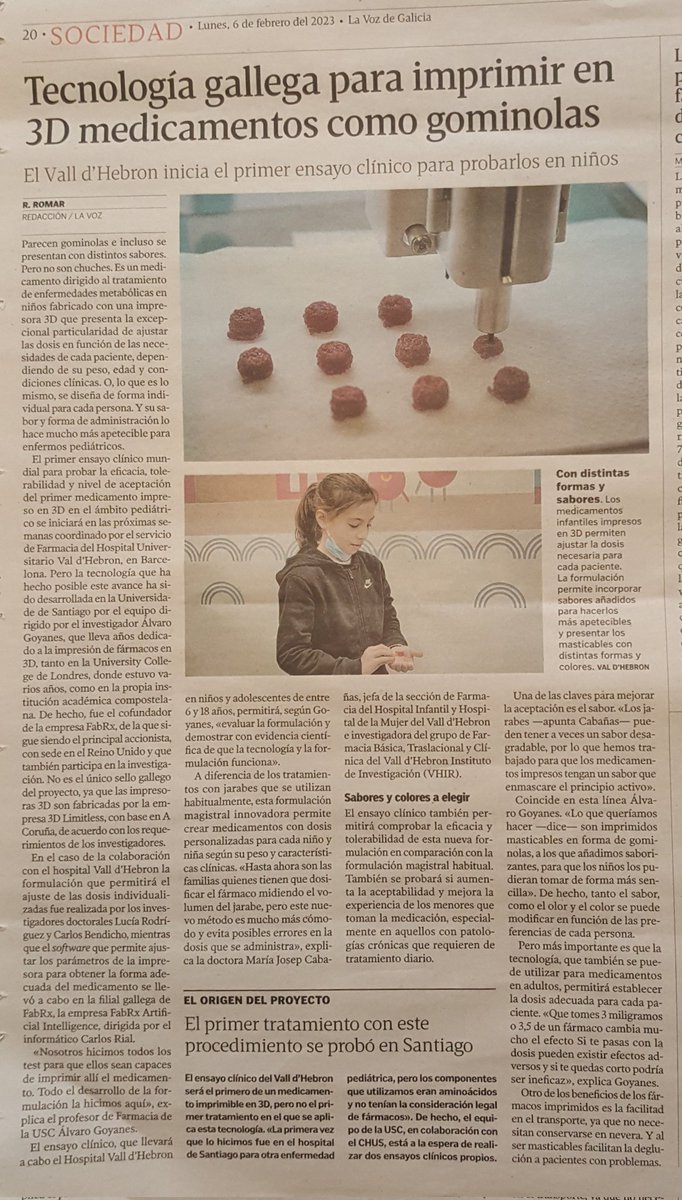 @I+DFarmaUSC (@dfarmausc) on Twitter photo La tecnología de impresión 3D de medicamentos desarrollada por <a href="/aggoyanes/">Alvaro Goyanes</a> <a href="/dfarmausc/">@I+DFarmaUSC</a> llega a ensayo clínico en Barcelona tras el éxito en fomulación de tratamientos de enfermedades raras pediátricas en CHUS <a href="/idis_research/">Instituto de Invest. Sanitaria de Santiago (IDIS)</a> <a href="/LuciaRPombo/">Lucía Rodríguez-Pombo</a> <a href="/FabRx_3DP/">FABRX</a> <a href="/UniversidadeUSC/">USC</a> <a href="/iMATUS_USC/">iMATUS (Instituto de Materiales de la USC)</a> 👇👏 La tecnología de impresión 3D de medicamentos desarrollada por <a href="/aggoyanes/">Alvaro Goyanes</a> <a href="/dfarmausc/">@I+DFarmaUSC</a> llega a ensayo clínico en Barcelona tras el éxito en fomulación de tratamientos de enfermedades raras pediátricas en CHUS <a href="/idis_research/">Instituto de Invest. Sanitaria de Santiago (IDIS)</a> <a href="/LuciaRPombo/">Lucía Rodríguez-Pombo</a> <a href="/FabRx_3DP/">FABRX</a> <a href="/UniversidadeUSC/">USC</a> <a href="/iMATUS_USC/">iMATUS (Instituto de Materiales de la USC)</a> 👇👏