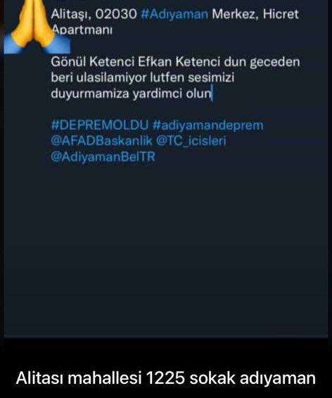 arkeaa's tweet photo. @haluklevent Alitasi mahallesi 1225 sokak Hicret apartmani
Adiyaman Merkez
Gonul Ketenci Efkan Ketenci https://t.co/qBAr3InDHT
