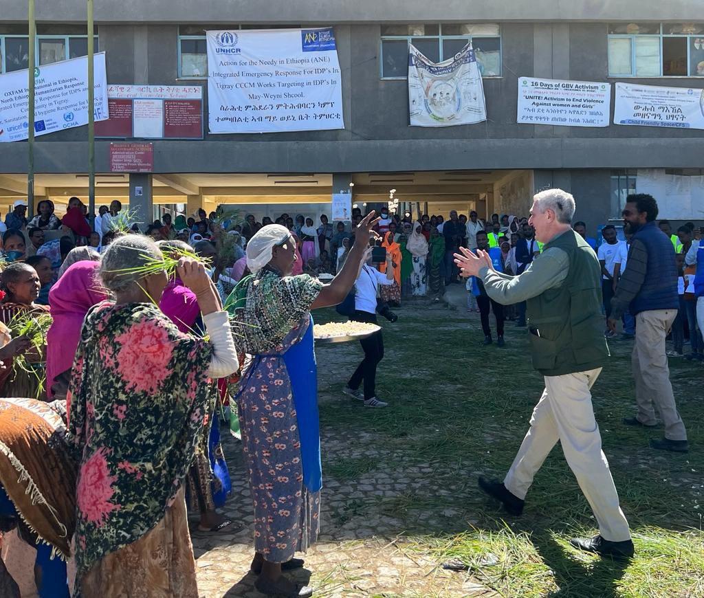 FilippoGrandi's tweet photo. After the peace agreement, humanitarian agencies can deliver more aid in areas of Northern Ethiopia impacted by conflict. I met displaced people in Mekelle and Eritrean refugees in the Dabat area. UNHCR supports both in cooperation with the authorities, UN and NGO partners. https://t.co/hYaMiGyAbt