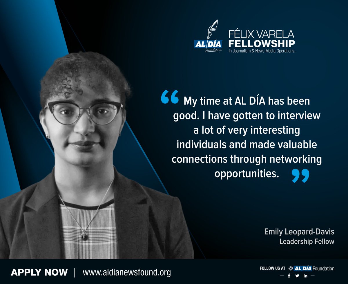 aldiafoundation's tweet photo. #MondayMorning 
The #AlDiaFellowship (@ALDIANews ) is the best way to start your journalistic career🧑‍🎓👩‍🎓

⌛️Don´t miss this opportunity! Learn more and apply here: https://t.co/6B7iM8R2TT 

--
@jretis @josemartineztv @Maria_Hinojosa @TUKleincollege @nyuniversity @LatinaJournos https://t.co/YR6i485YOo