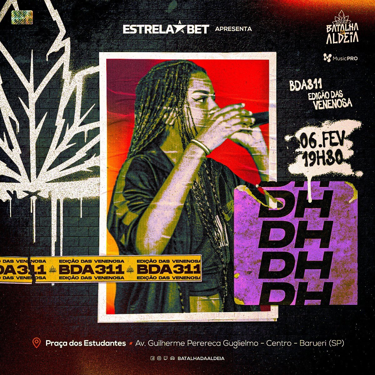 batalhadaldeia's tweet photo. DH CONFIRMADA!
Braba que manda muito freestyle na cena de SP, DH vai chegar com tudo nessa edição especial, pra faturar a folhinha da BDA 311!
#batalhadaaldeia #bda311 #freestyle https://t.co/2mHJIUOOOz