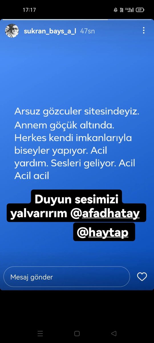zehraanurrr1907's tweet photo. Nolur hataya yardım edin nolurrrr Hatay Arsuz Gözcüler sitesi sesler geliyor yardım lazım @hataylifilozof #hataydeprem #Hatay #Turkey #deprem #YardımCağrısı #ACILYARDIM #ahbaphatay #ahbapacil https://t.co/1SoWpHuOpj