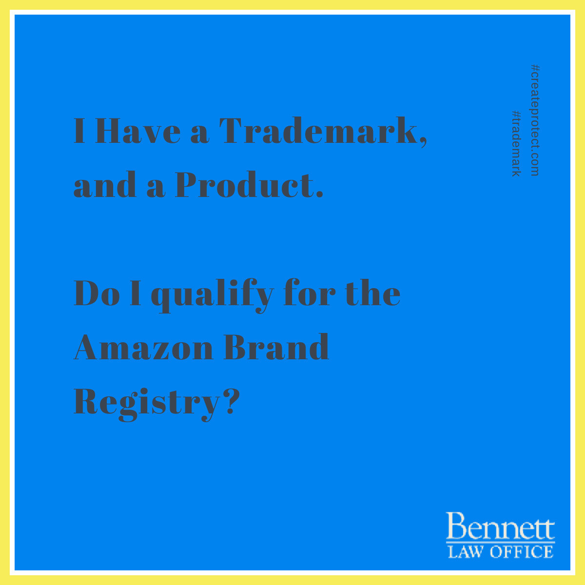 tamerabennett's tweet photo. How Does My Brand/Trademark Qualify for the Amazon Brand Registry? Do I Need A Registered Trademark? #trademark #womeninip #createprotect https://t.co/2ysWiHaUzT https://t.co/wB4NPsWklN
