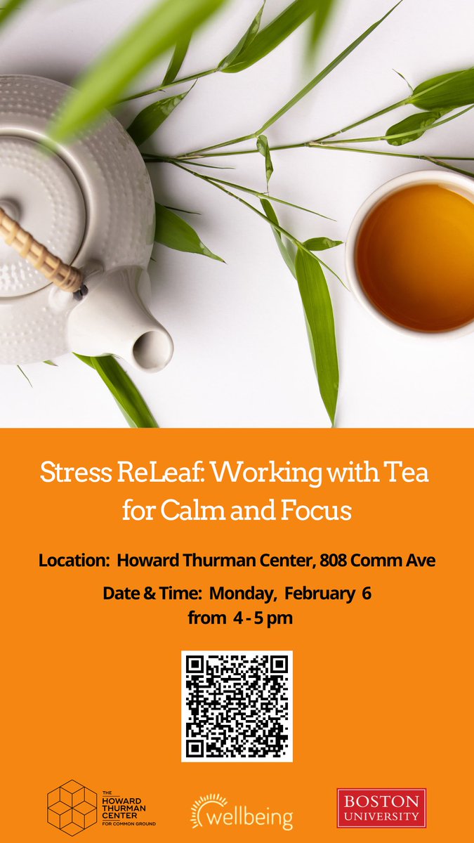KimSantoBU's tweet photo. Feb 6: Gooood morning, Stress ReLeafers! Yours truly is nursing an injured back, so everything is in slow motion for me. BUT, our tea time workshop will go on! I will see you all later to celebrate our wee communiTEA and steep some tasty brews. 😌🫖 #buwellbeing #buhtc https://t.co/fblc0h7KzO