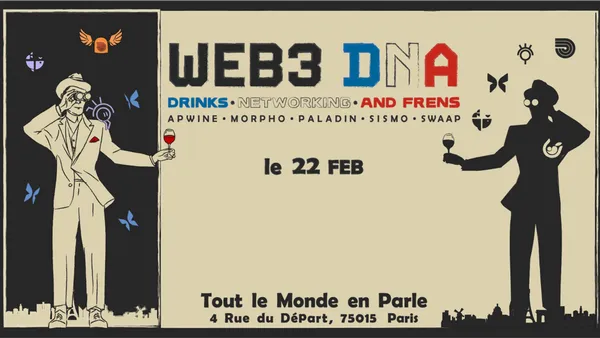 DNAWeb3's tweet photo. Join us for the 3rd edition of Web3 DNA on Feb 22 in Paris!

We'll have @marczeller as a panel host for the discussion panel between sponsoring projects' founders on 'What's Next for DeFi?'.

👋 Q&amp;A
🧬 Networking 
🍹 Drinks on us 

RSVP Now!

👉 https://t.co/tJWWKumJ49 https://t.co/F5gFdiTfx7