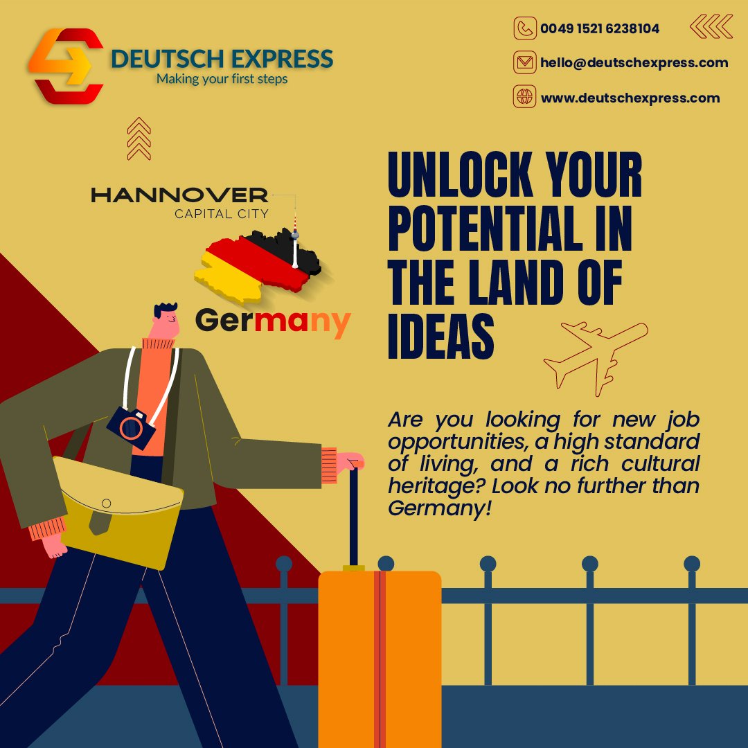 DeutschExpress's tweet image. When your potential is discovered and recognized, great things happen to you!

Explore opportunities in Germany as a student or professional. 

Find out more with Deutsch Express regarding how to get settled in Germany!

#GermanMasters #Immigration #movetoGermany #Germanyvisa