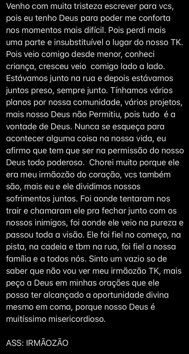 Te amamos.
ASS: irmãozão