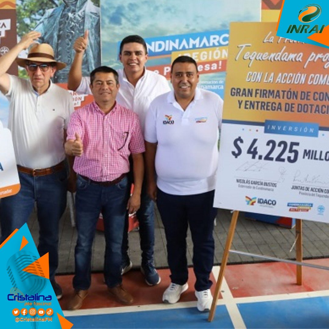 cristalinafm's tweet image. #Noticias | Desde el municipio de Apulo, el Instituto Departamental de Acción Comunal (IDACO), entregó dotaciones para 75 Juntas de Acción #Comunal y firmó convenios para ejecución de obras con otras 77, con una inversión total de $4.225 millones para la región del Tequendama.