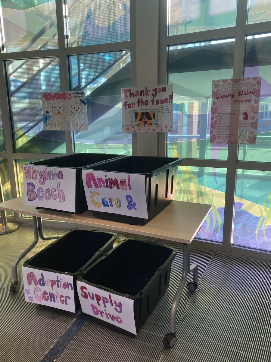 Please consider donating supplies to this year’s Animal Supply Drive for the VBACAC! 🐾🐈🐕‍🦺 Here is a list of items we are collecting in the atrium from February 6th-10th. Thank you! ❤️