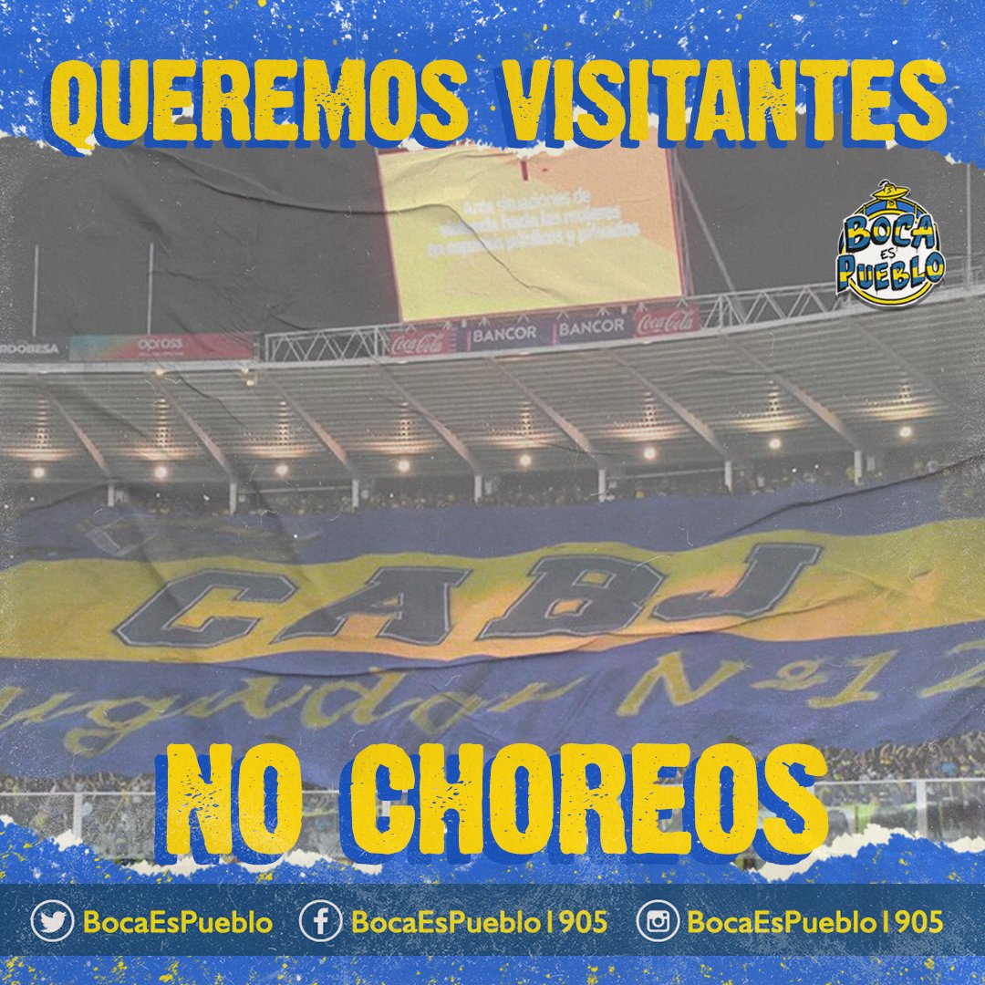 QUEREMOS VISITANTES, NO CHOREOS. 

Quienes nos siguen saben que Boca Es Pueblo se caracteriza, entre otras cosas, por ser una organización defensora de la vuelta de los visitantes.