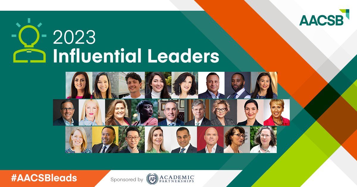 AACSB's tweet photo. We're pleased to announce the 2023 Class of Influential Leaders! 

These alumni of AACSB-accredited business schools are defining what it means to be a societal impact leader committed to positive change. 

🌟Congratulations!🌟#AACSBleads
View the class: 🔗https://t.co/V9MhY4urkI https://t.co/M9TL9j5pHG