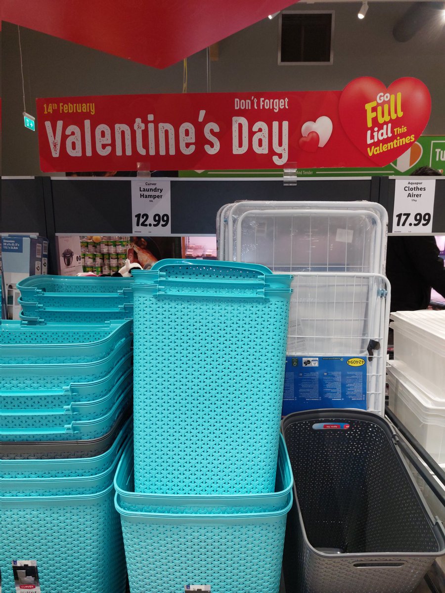 Our local lidls idea of valentines gifts,  laundry bins and a clothes horse 😂 #lidl #codublin