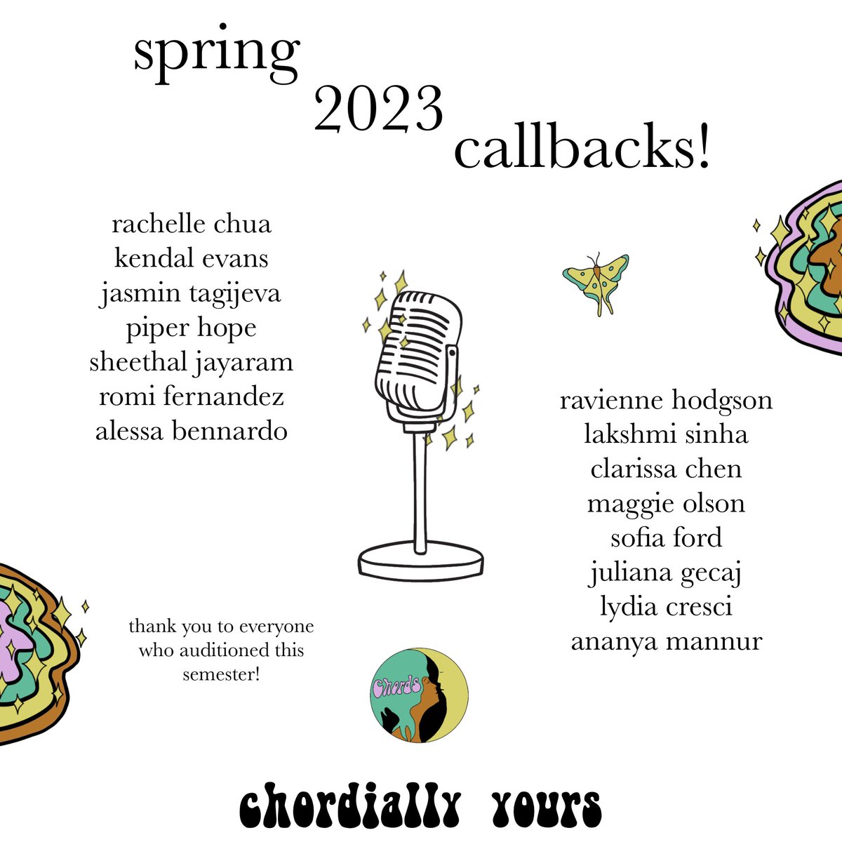 ChordiallyYours's tweet photo. CONGRATS!!! <3 

keep an eye out for callback/social info in your emails 👀 and thank you SO much to everyone who auditioned this semester we are constantly amazed by the talent on this campus 😁💗🎵 https://t.co/0UIWq6UnsX