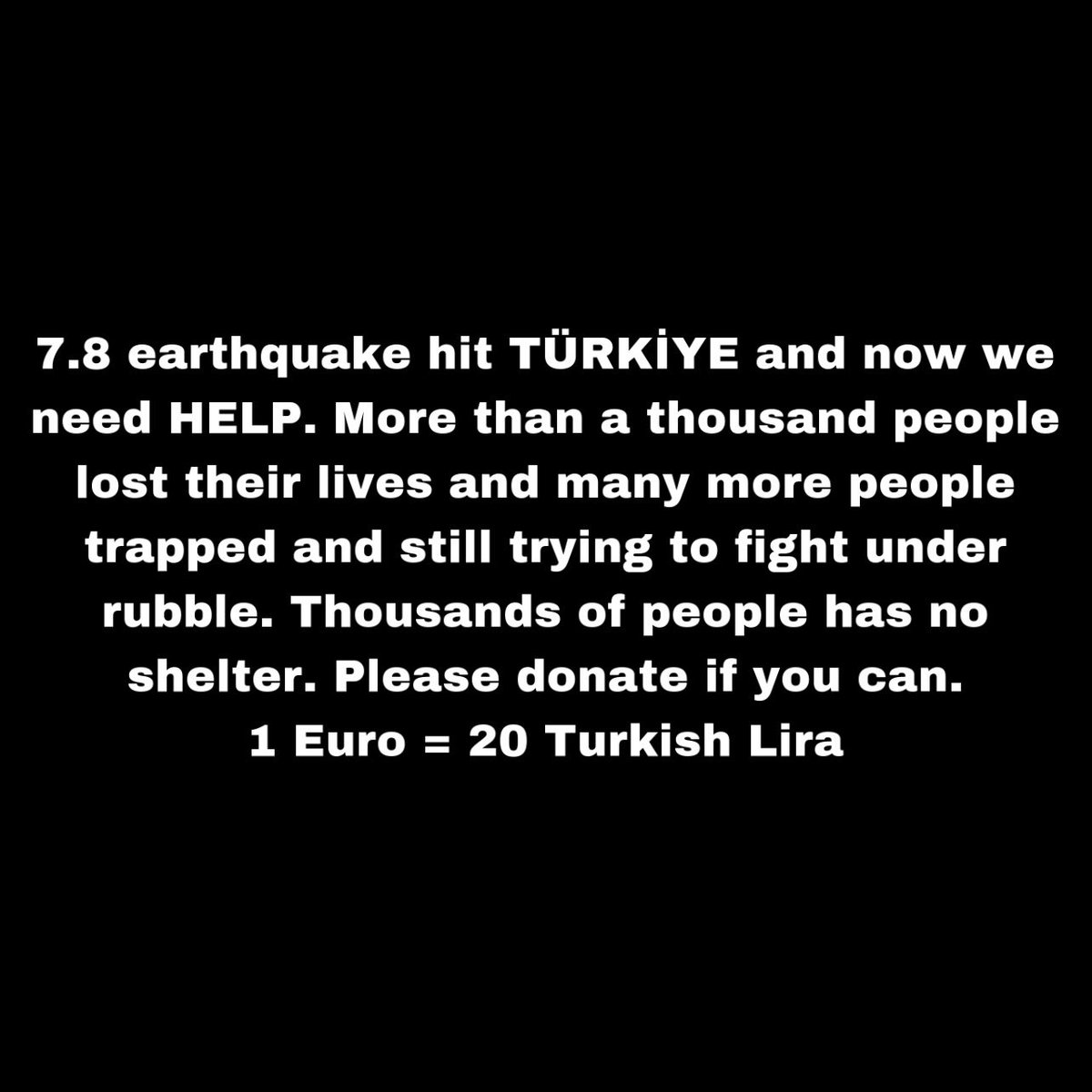 HELP TÜRKİYE RECOVER. DONATE TO THESE RELIABLE RESOURCES IF YOU CAN. PLEASE.👇
1 Euro = 20 Turkish Lira 

afad.gov.tr/depremkampanya…

akut.org.tr/en/donation

ahbap.org