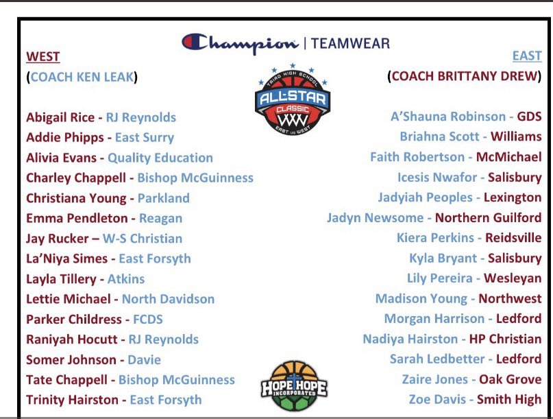 mcmichaelwbball's tweet photo. Congratulations @FaithR2023 for being selected to the Triad Area HS All-Star Classic to be played in March. https://t.co/KpDO3gbqIR