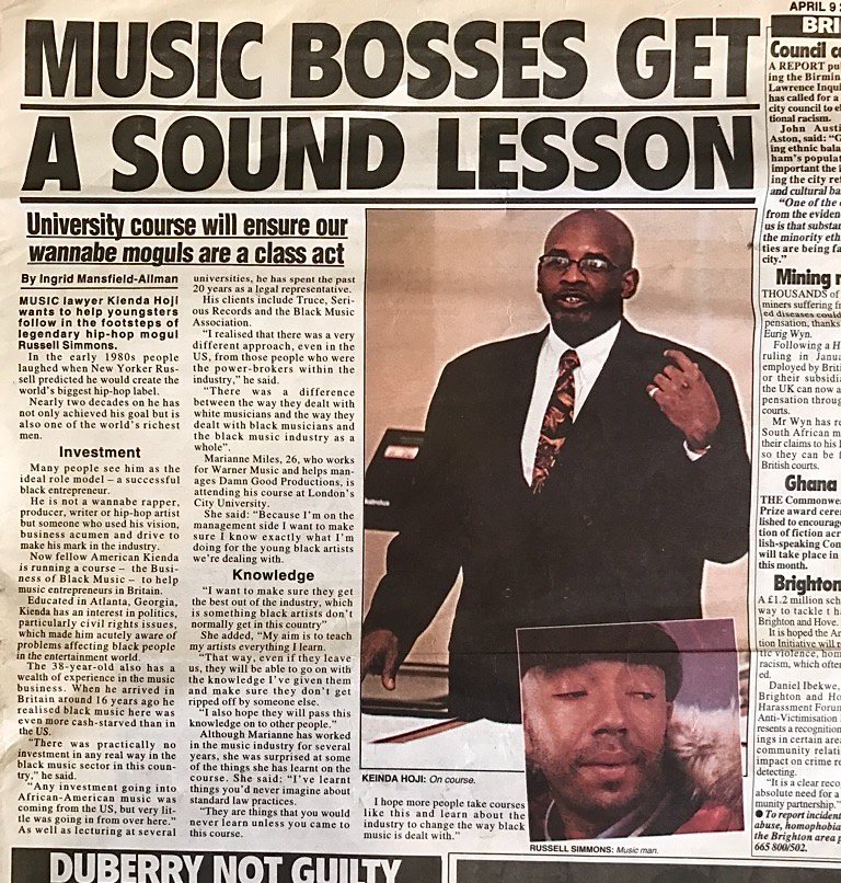 Kienda's tweet photo. Recently reminded about this article from @TheVoiceNews  over 24 years ago. My colleague @TheVoiceCoachUK  and I had lots of publicity when we wrote and launched a Pioneering  course called the Business of Black Music @CityUniLondon . Still so proud we did this. https://t.co/cJeJ9IKHAN