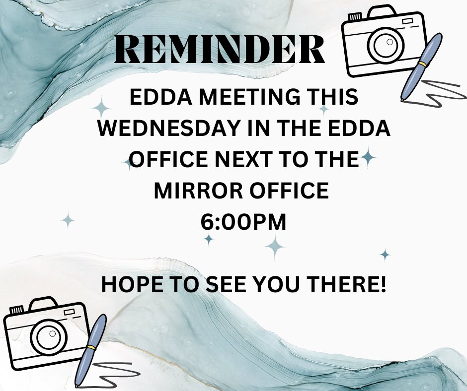 Don't forget about the first meeting of the Spring semester! #yearbook #EDDA