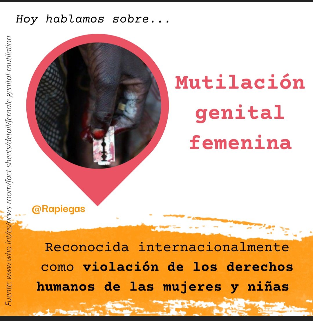 La mutilación genital femenina está reconocida internacionalmente como violación  de los derechos humanos de las mujeres y las niñas. (+)

#MutilaciónGenitalFemenina