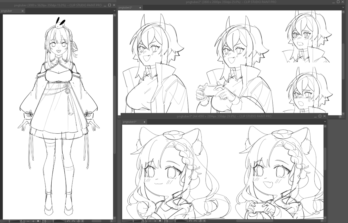 pngtubers wip~ making samples for different versions! 