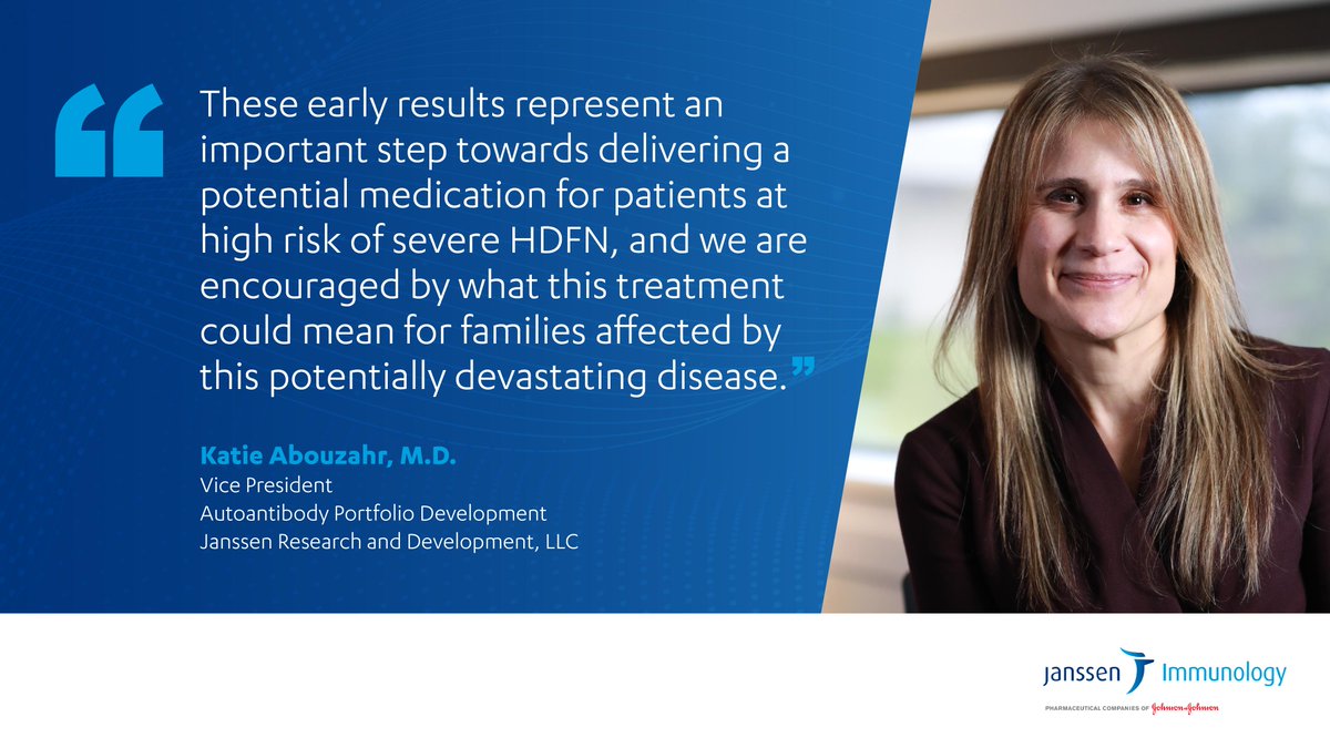 NEW DATA: Topline results for a new therapy from Janssen showed positive outcomes for pregnant adults at high risk for severe hemolytic disease of the fetus and newborn or #HDFN. Hear from Janssen’s Katie Abouzahr: bit.ly/3Yonb8U #SMFM23