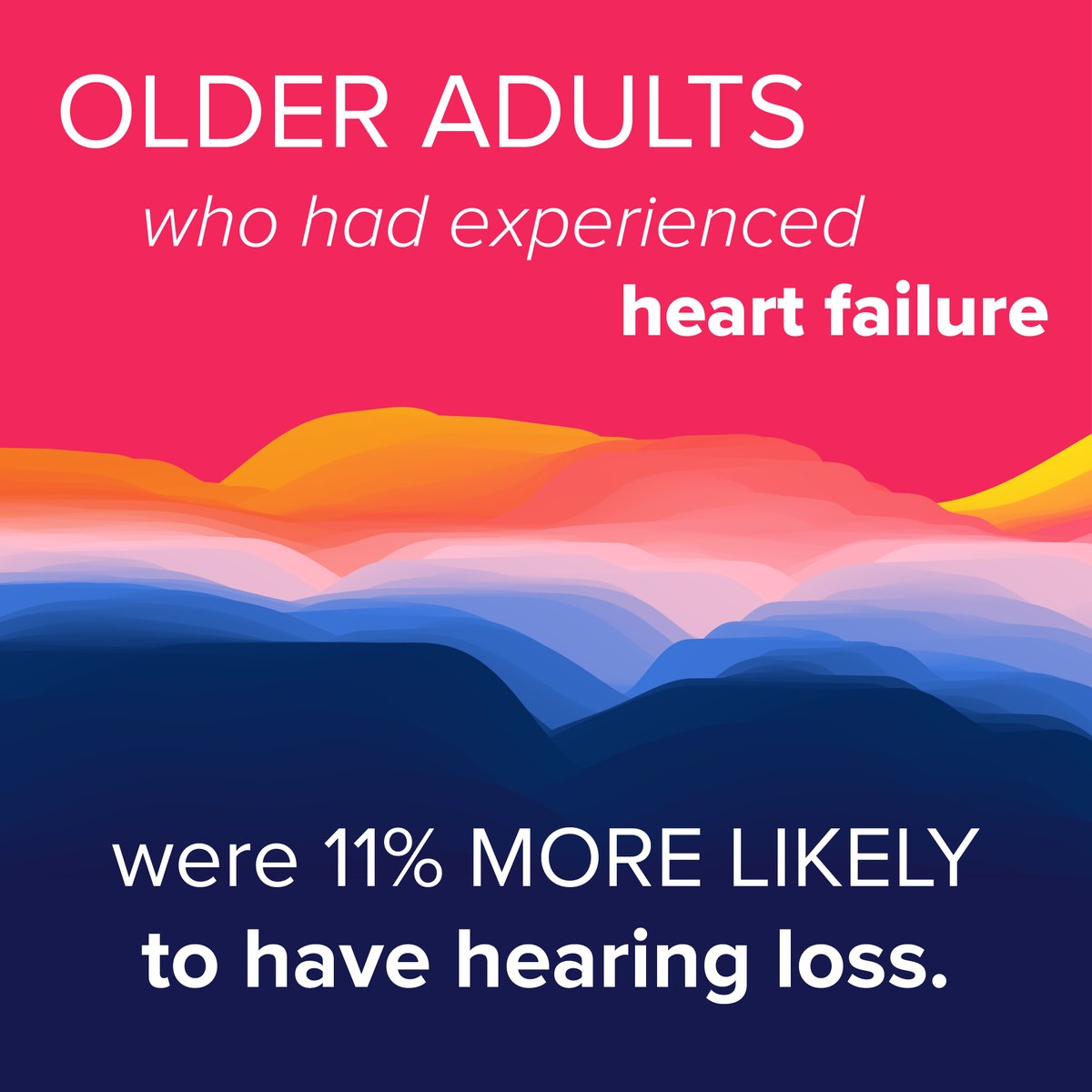 Older adults who have experienced heart failure are 11% more likely to have hearing loss. If you fall into this category, be sure to have your hearing checked regularly. #hearing #audiology #hearthealth