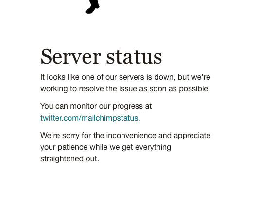 sktchyapp's tweet photo. @MailchimpStatus fix incoming? https://t.co/qA4BXuB4w0