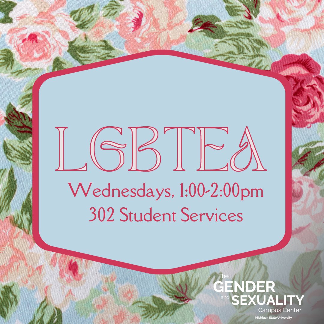 LGBTea is back! Join us on our weekly discussion from 1-2pm every Wednesday at the Gender and Sexuality Campus Center located on the third floor of the Student Service building!