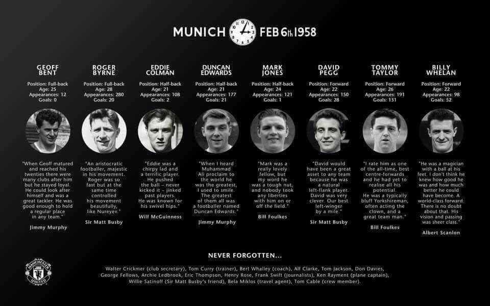 13_blackmore's tweet photo. In the cold snow of Munich, they laid down their lives, But they live on forever in our hearts and our minds, So come all supporters and hold your heads high for Manchester United will never die 🔴⚪️⚫️

#FlowersOfManchester #BusbyBabes https://t.co/wC35T0I7Cp