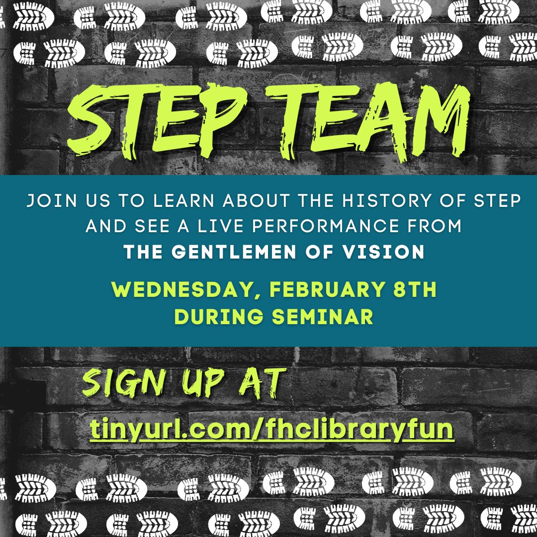 Step Team Champs <a href="/GentlemenVision/">Gentlemen of Vision</a>  will be at FHC this Wednesday! Sign up at tinyurl.com/fhclibraryfun. <a href="/FHCToday/">FHCToday</a> @FHCAD <a href="/FHCPrincipal/">FHC A-Team</a> <a href="/JessicaBulva/">Jessica Bulva</a> <a href="/CoachSBaize/">Sheri Baize</a> <a href="/Coach_DThomas/">Devon Thomas</a> <a href="/LaFay150/">Laurie Fay</a> <a href="/MrsLaRue_FHC/">Mrs. LaRue</a> <a href="/FHCPhysics/">Ryan McCoy</a> @fhcspartanbball <a href="/Hayley_Leake/">Hayley Leake</a> <a href="/MRidlen/">Michelle D. Ridlen</a> <a href="/matthew_schott/">Matthew Schott</a> @SraMillerFHC