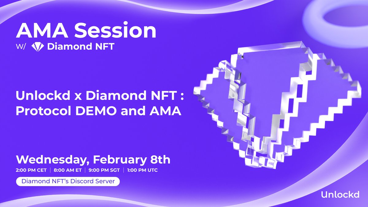 Unlockd_Finance's tweet photo. We are excited to host our AMA session and Protocol Demo with the great @DiamondNFT community.💎

Our Mainnet is finally live and want to connect with DAOs, collectors and gamers! Message us to learn more.🔓

Earn yield borrow instantly against your NFTs https://t.co/9xwEgx0X6j👾 https://t.co/WUPjn70tMK