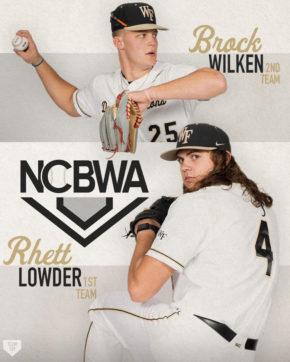 Closing out Preseason All-America award season 🇺🇸

🎩 <a href="/lowderrhett/">Rhett Lowder</a> 
🎩 <a href="/B_Wilkes25/">Brock Wilken</a> 

<a href="/NCBWA/">NCBWA</a> ✘ #GoDeacs 🎩