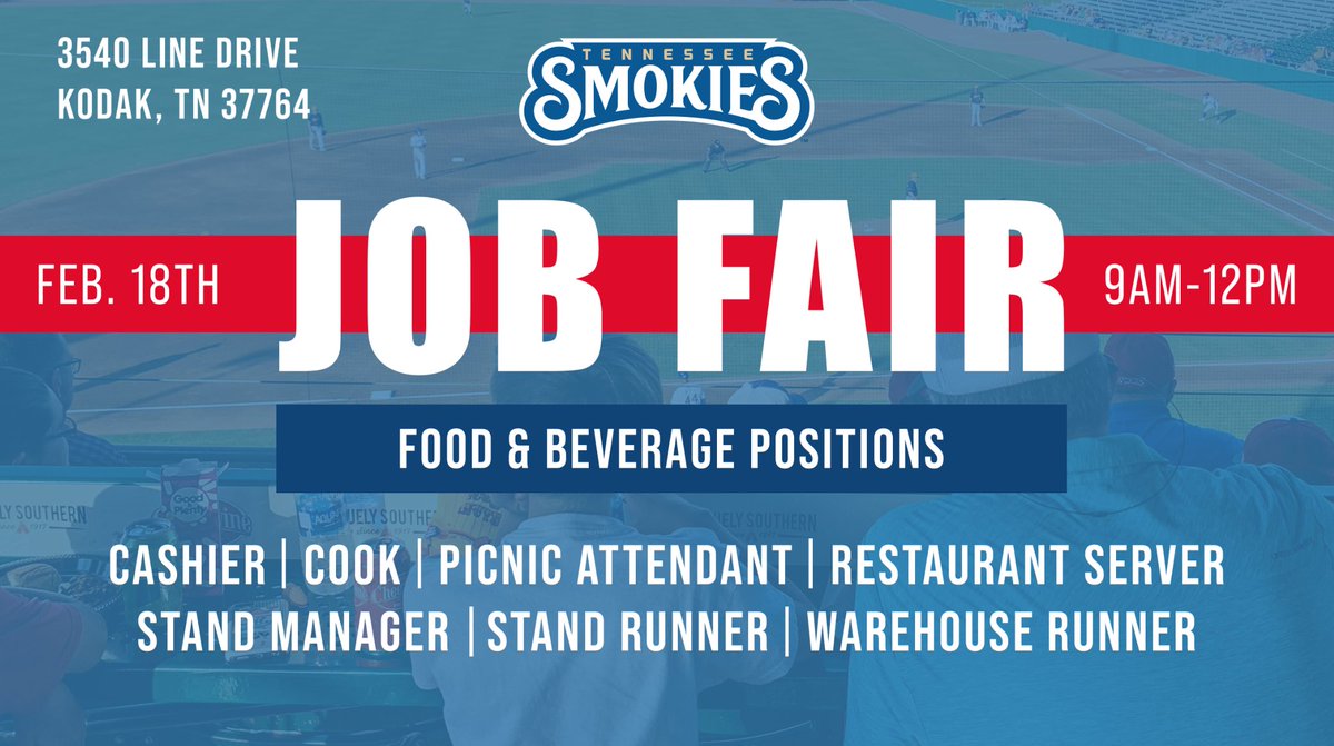 Tennessee Smokies on Twitter "WE ARE HIRING! Our first JobFair of the
