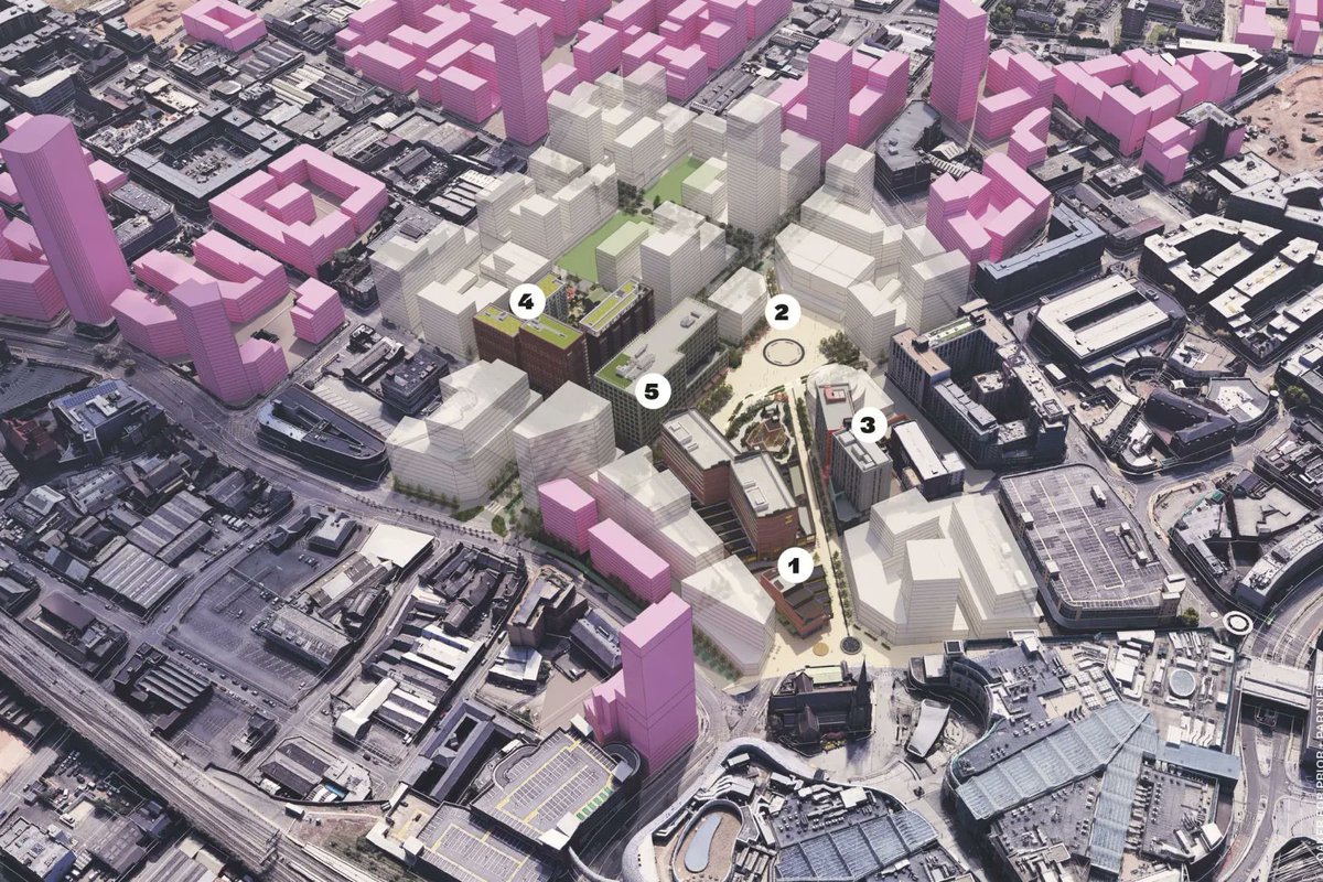 This £1.9BN new district has been proposed for Birmingham. The colourful Smithfield project could create over 3,000 new homes and 120,000 square metres of office and retail space in the centre of the city - bit.ly/3XagFl3 #construction #architecture #cities