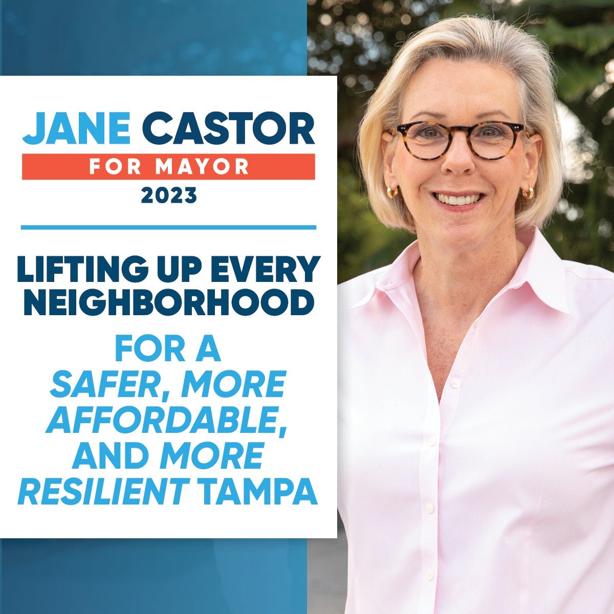 Tampa’s renaissance has continued under Mayor Jane Castor! She has improved the quality of life for our residents and will continue to lift up every neighborhood. This March, we can all #WinWithJane.