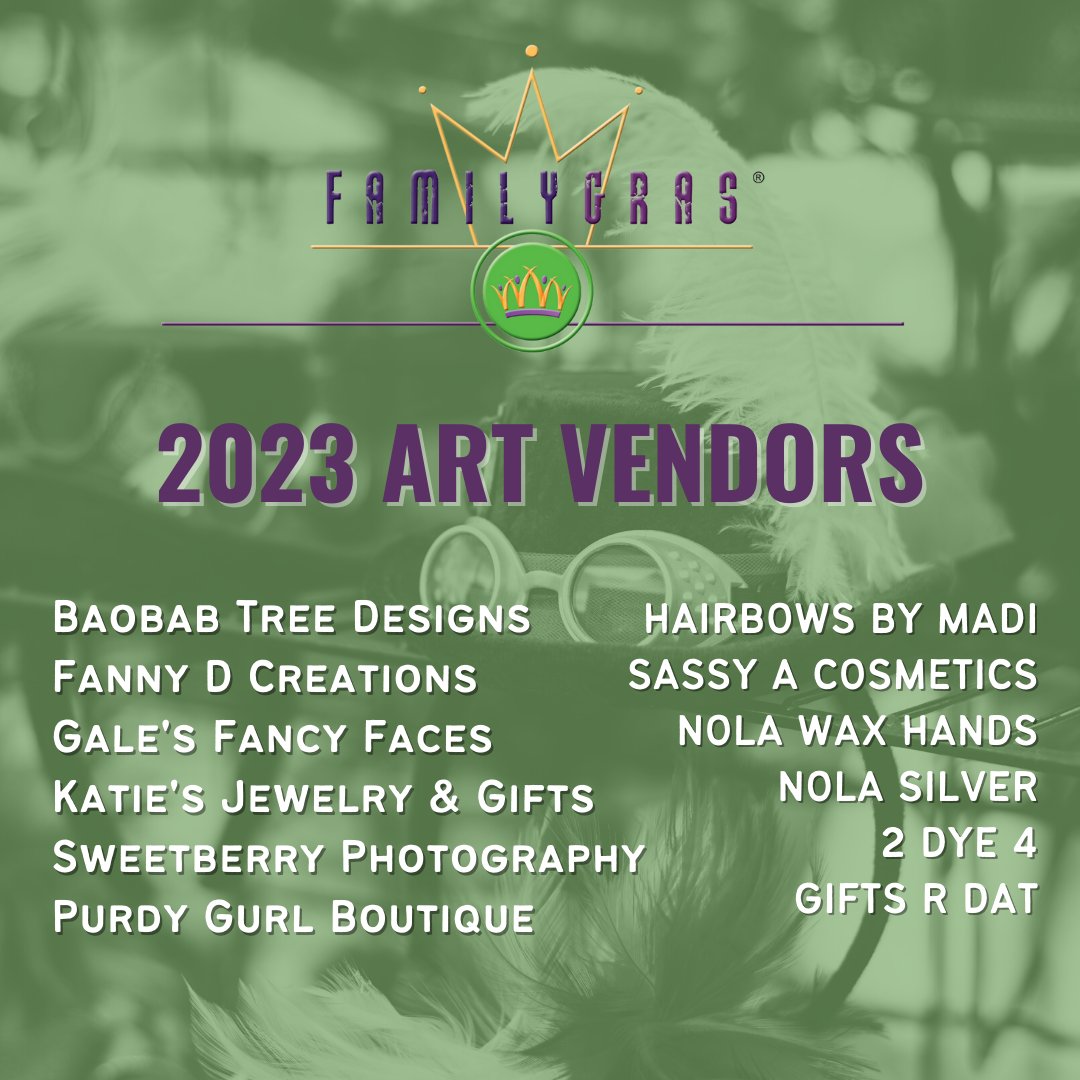 No outside food or drinks are allowed inside the festival grounds... but we've got you covered with our amazing food &amp; art vendors! 

Family Gras Info: bit.ly/3qNBc22