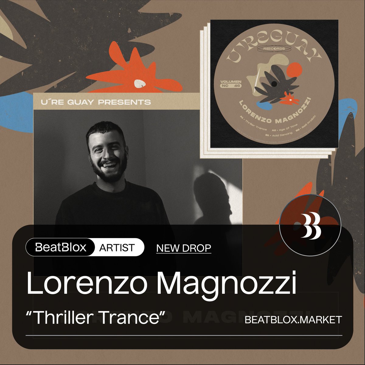 📀 #newdrop  

Onboarding🔸Lorenzo Magnozzi🔸 x Ureguay

▫️ Track name "Thriller Trance"
▫️ 10 copies
▫️ beatblox.market/collection/thr…