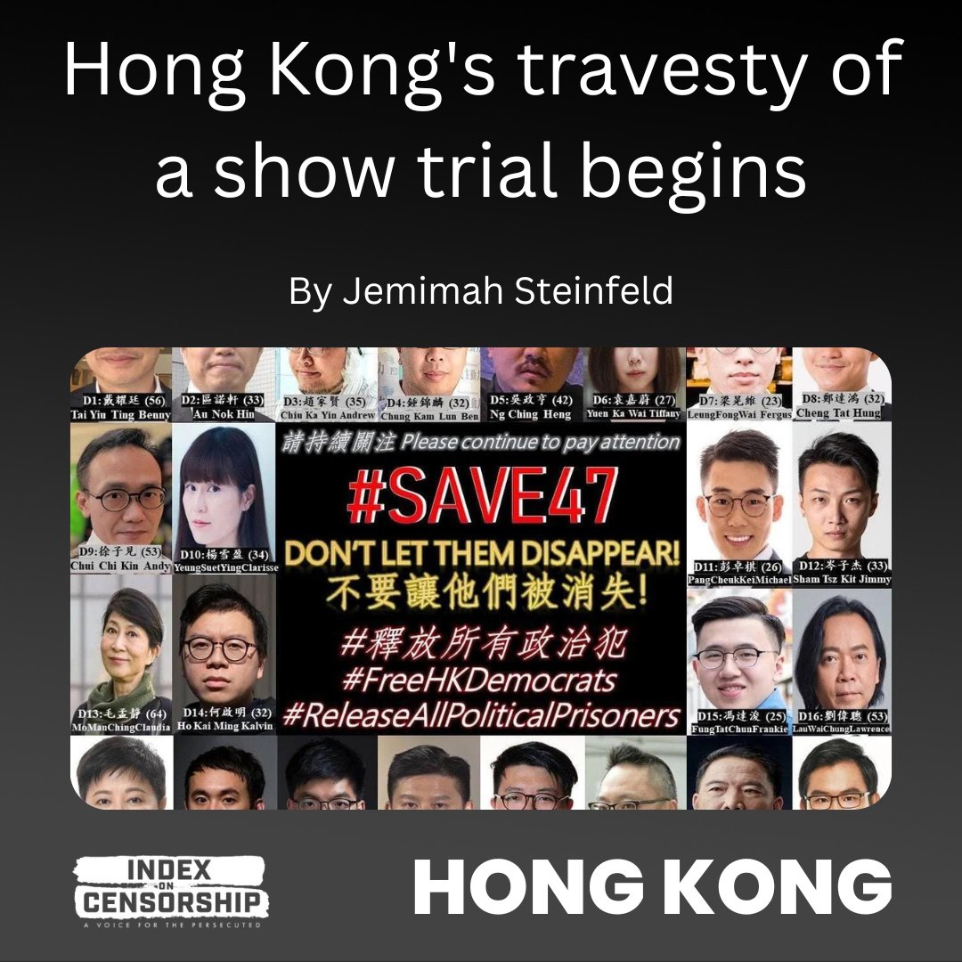 The Hong Kong government labels the #HongKong 47 dangerous criminals & for that they could be behind bars for anything from 3 years to their whole lives. They are anything but. #Save47 

indexoncensorship.org/2023/02/hong-k…