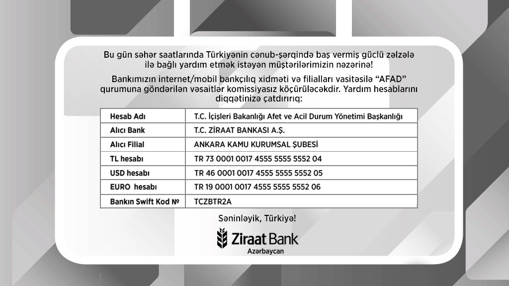 ❗️Dəyərli müştərilərimizin nəzərinə!

#ZiraatBankAzerbaycan #Melumat