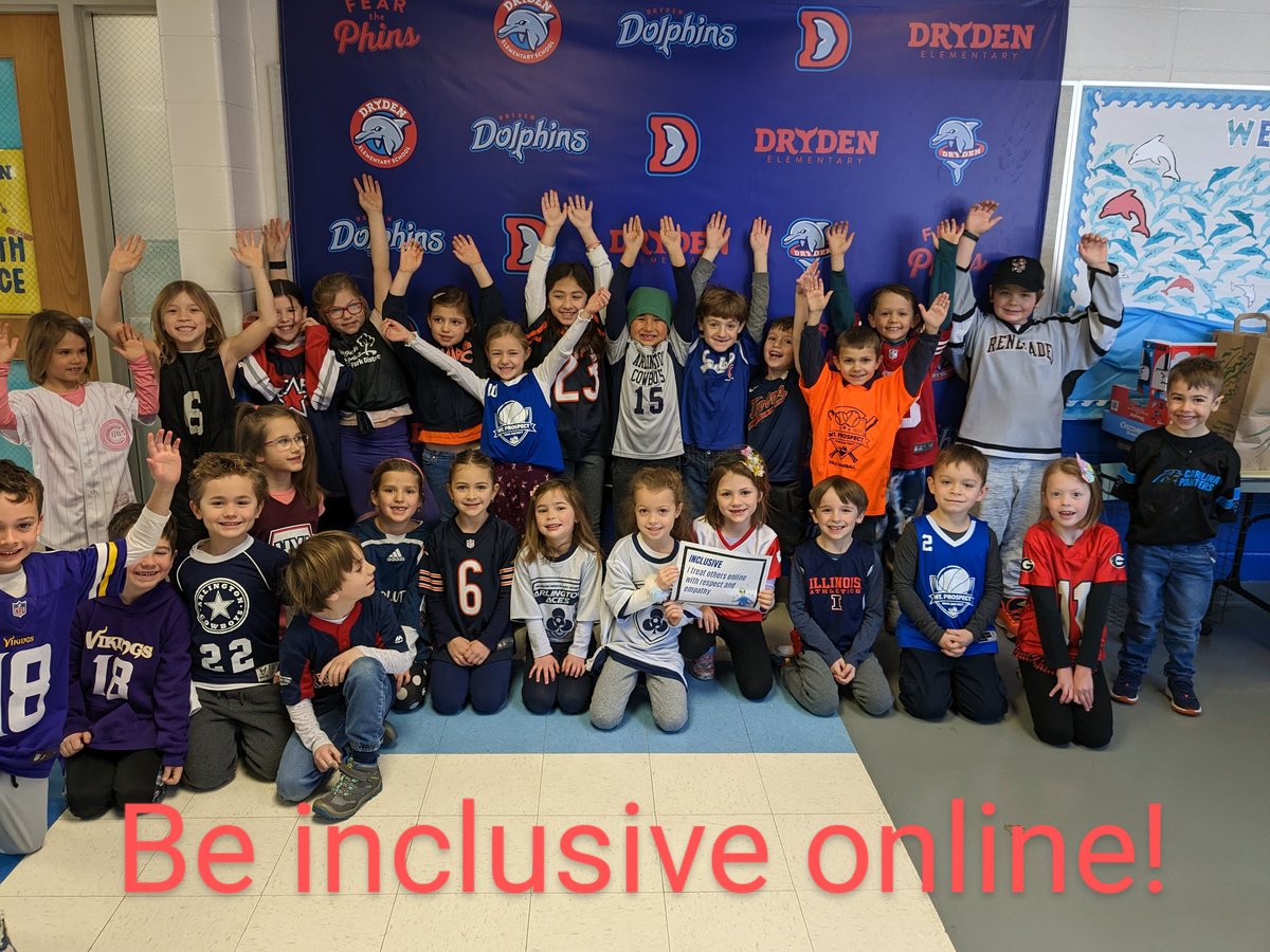 Day one of #DigitalCitizen week <a href="/DrydenSchool/">Dryden School</a>.  These 1sts wore sports gear to remember to be good sports online.  "I treat others online with respect and empathy." <a href="/ahsd25tech/">Tech 25</a>