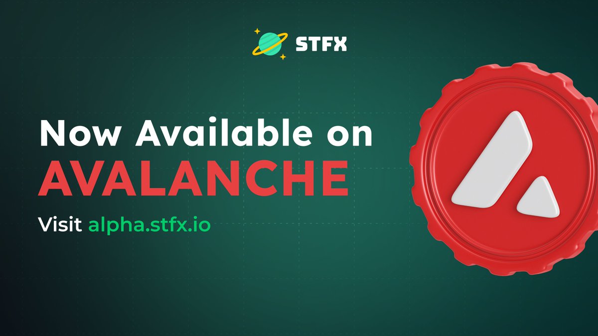 STFX_IO's tweet photo. We are happy to announce that @STFX_IO has successfully integrated @avalancheavax 🔺

STFX is now officially Multi-chain! ⛓️ https://t.co/1dHlQGj4It