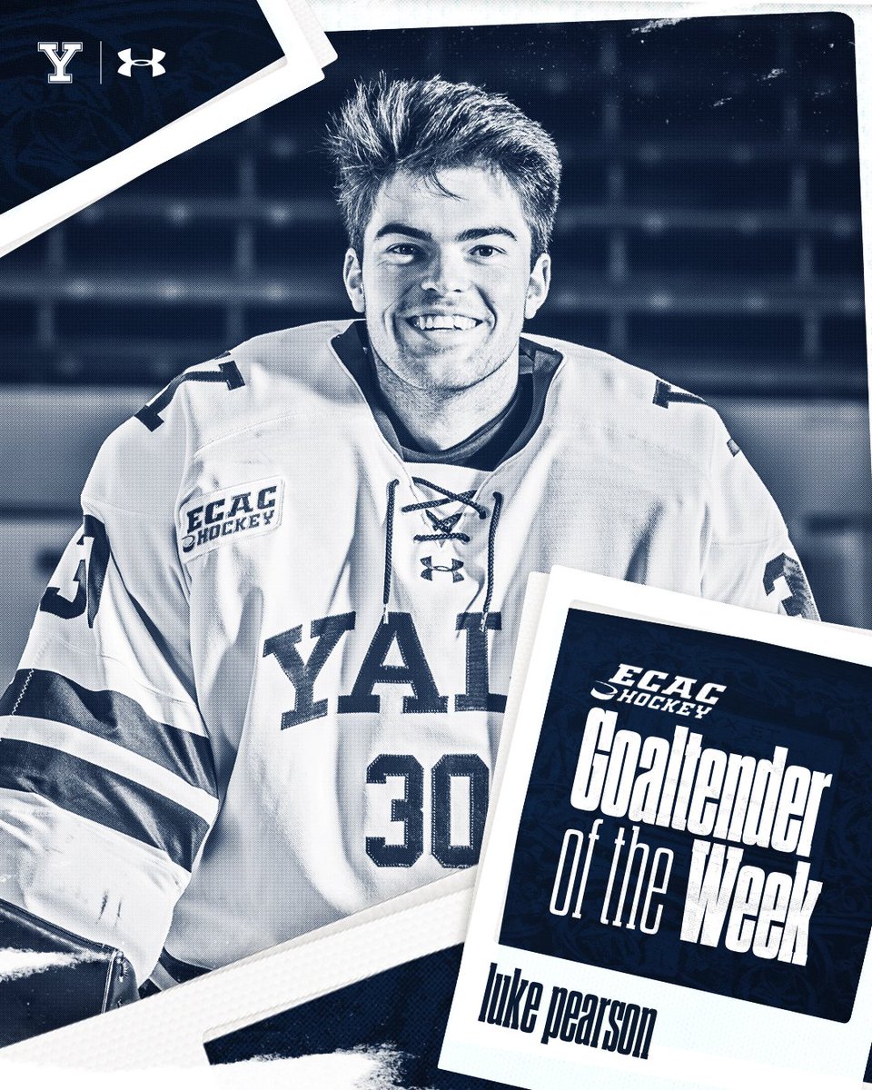 YaleMHockey's tweet photo. Pearson Named ECAC Goaltender of the Week

READ ➡️  https://t.co/A6ol8LWU3k

#ThisIsYale https://t.co/LJiSMXt24C