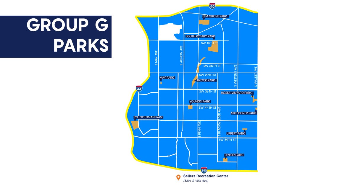 maps4okc's tweet photo. If your neighborhood or community park is in Group G, stop by Sellers Recreation Center on Thursday, Feb. 9 and let us know what improvements you want to see.

Visit https://t.co/3w22PNwqoP to view future open house events or take the survey. https://t.co/foMsrJF9wd