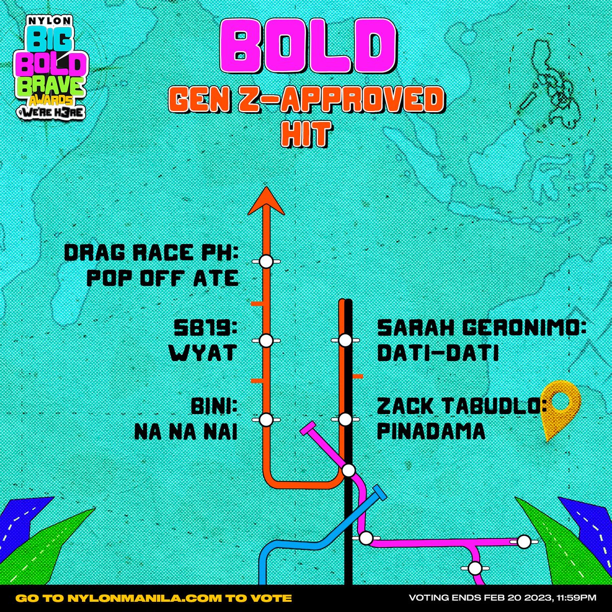 Which of these songs would you fully listen to without skipping? Show some love for your fave tunes by voting for them at the #NYLONManilaBBBAwards!

Vote Here: nylonmanila.com/big-bold-brave…