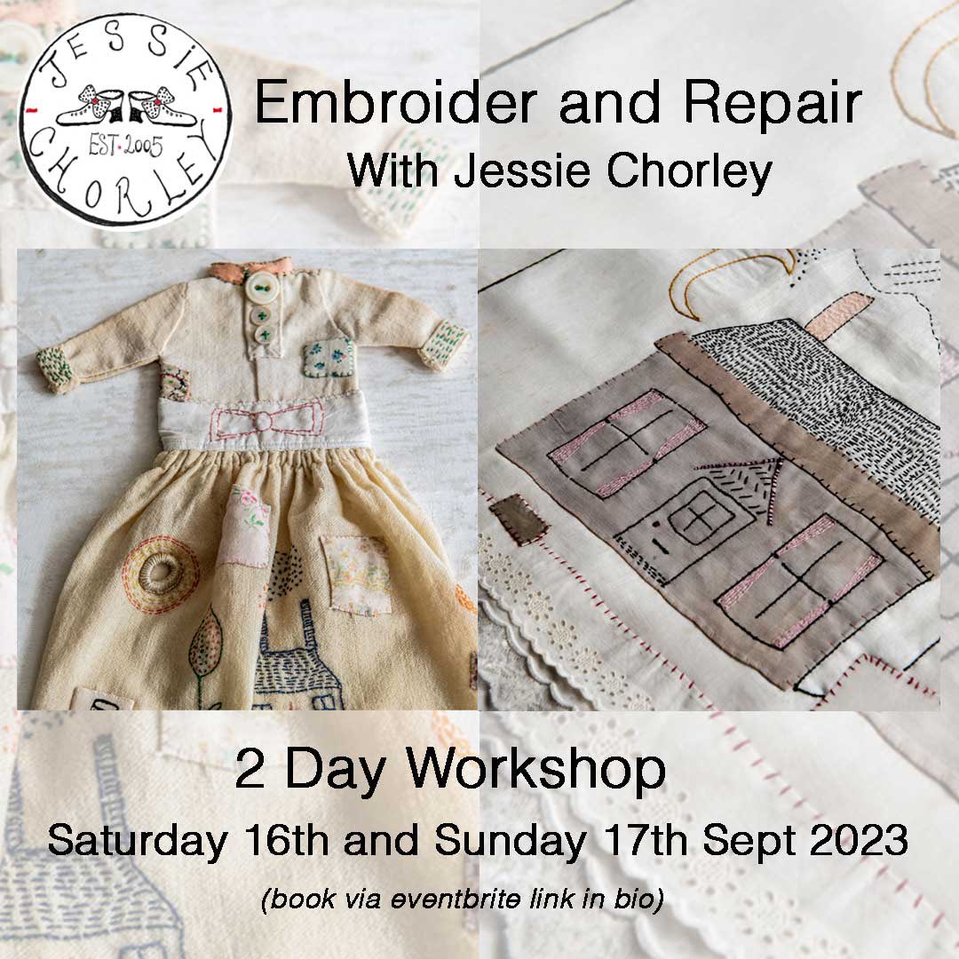 Ruthin_Crafts's tweet photo. Embroider &amp; Repair with Jessie Chorley
2 day workshop

Saturday 16th and Sunday 17th September 2023
10.30am – 4.30 pm (both days)
Refreshments and Lunch included
£190

Book via Eventbrite link in bio https://t.co/ifPn9oA5pW