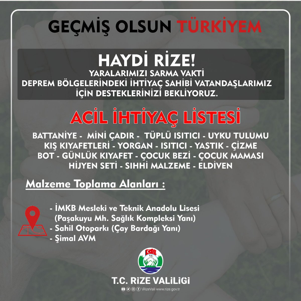 DUYURU!...
#YaralarımızıHepBirlikteSaracağız