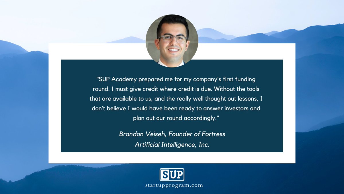 StartupProgram_'s tweet photo. Fortress Artificial Intelligence, Inc. #Founder, Brandon Veiseh, on how #StartUpProgram prepared him for seeking #venturecapital & talking to potential investors. Learn more with an online demo of the #SUPPlatform at https://t.co/QHRmoZXmif
#Startup #StartupTools https://t.co/YjwOHlZg6U
