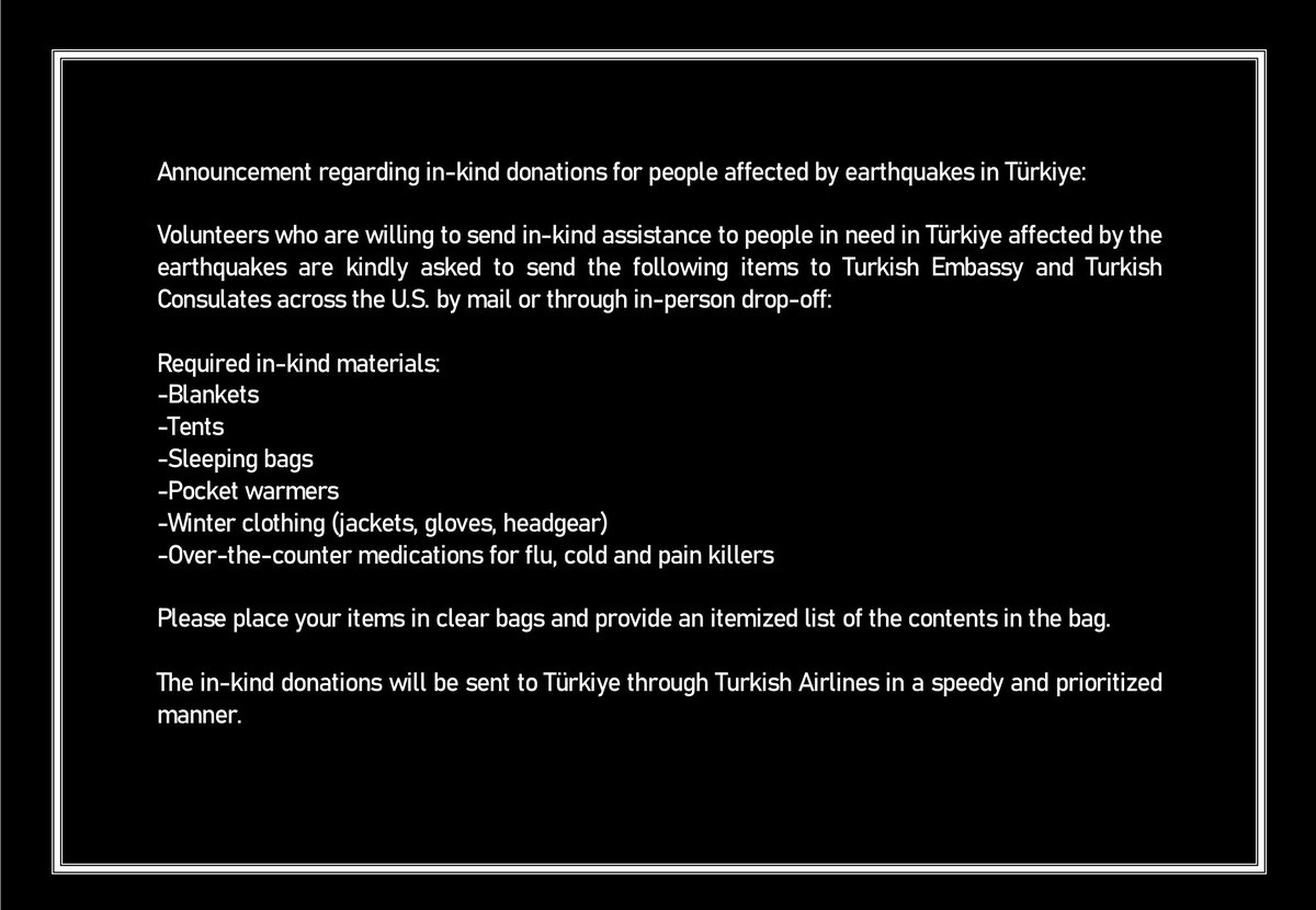 TC_VasingtonBE's tweet image. ANNOUNCEMENT / In-kind Donations @HMuratMercan