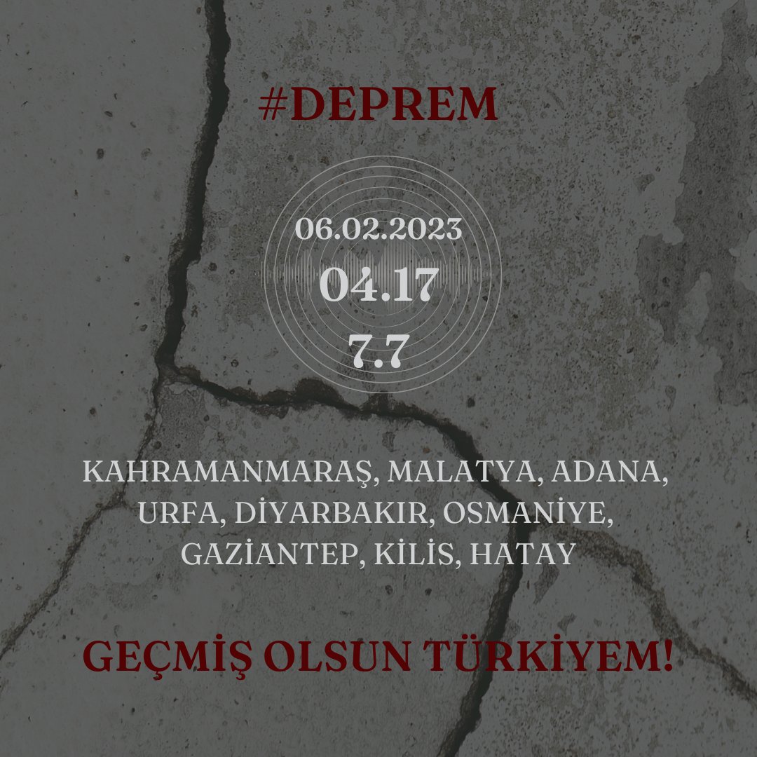 Yaralı vatandaşlarımıza acil şifalar vefat eden vatandaşlarımıza Allahtan rahmet  yakınlarına  baş sağlığı  dileriz. Geçmiş olsun Türkiyem. Başın sağolsun Türkiyem. 
#deprem #enkazaltındayım #Turkey