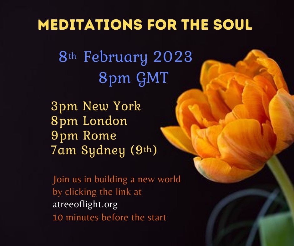 KellyMeditation's tweet photo. You are warmly invited to Meditations for the Soul:
3 pm NY (8 Feb)
8 pm London 
7 am  Sydney (9th)  
Check for your local time. Go to https://t.co/fxEbEFFPve https://t.co/4airMJ6Ele