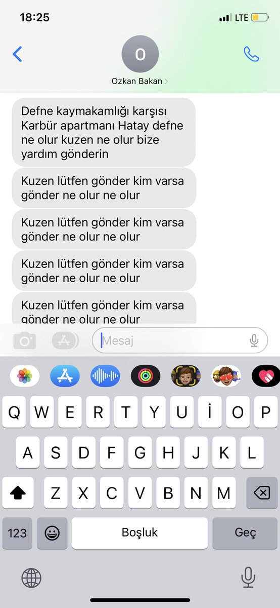 Allah askina Hatay/Defne'ye yardim, kuzenim gocuk altinda, yardim ulasmamis
#AFADhatay #deprem <a href="/HatayValiligi/">T.C. Hatay Valiliği</a> <a href="/HatayBSB/">Hatay Büyükşehir Belediyesi</a> @ahbapacil @ahbaphatay <a href="/AFADHatay/">AFAD HATAY</a>